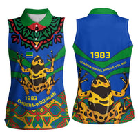 Indigenous Regions of Panama Embera-Wounaan Women Sleeveless Polo Shirt Frog Graphic and Indigenous Pattern Guardians of the Forest - Wonder Print Shop