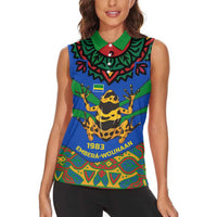 Indigenous Regions of Panama Embera-Wounaan Women Sleeveless Polo Shirt Frog Graphic and Indigenous Pattern Guardians of the Forest - Wonder Print Shop