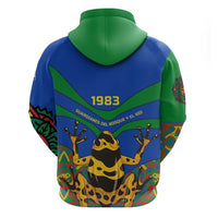 Indigenous Regions of Panama Embera-Wounaan Zip Hoodie Frog Graphic and Indigenous Pattern Guardians of the Forest - Wonder Print Shop