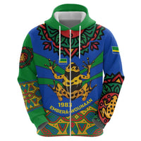 Indigenous Regions of Panama Embera-Wounaan Zip Hoodie Frog Graphic and Indigenous Pattern Guardians of the Forest - Wonder Print Shop