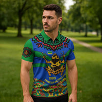 Indigenous Regions of Panama Embera-Wounaan Zipper Polo Shirt Frog Graphic and Indigenous Pattern Guardians of the Forest - Wonder Print Shop