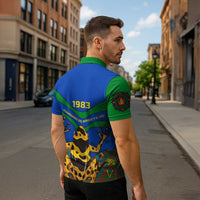 Indigenous Regions of Panama Embera-Wounaan Zipper Polo Shirt Frog Graphic and Indigenous Pattern Guardians of the Forest - Wonder Print Shop