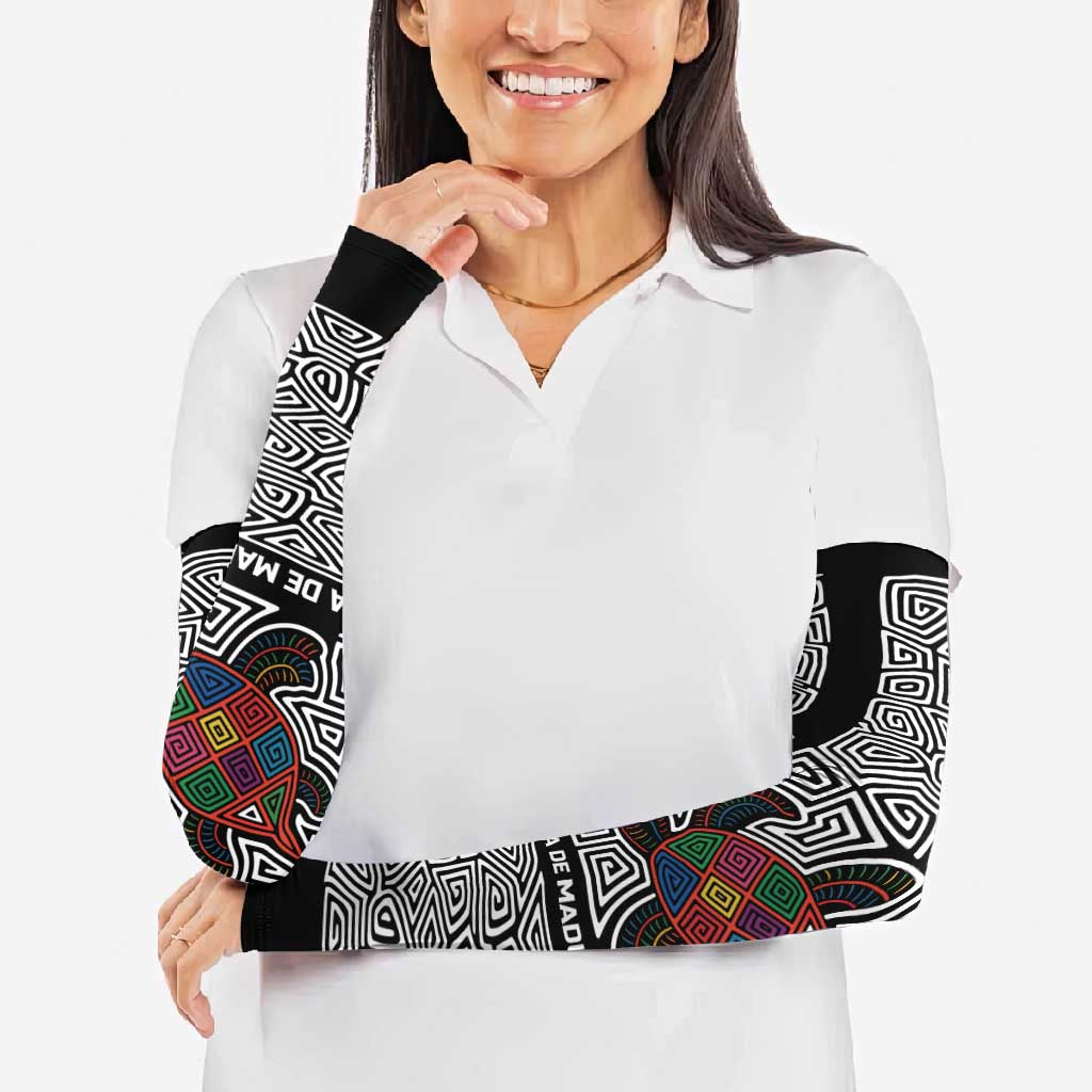 Indigenous Regions of Panama Guna de Madungandí Arm Sleeves with Colorful Turtle and Black White Geometric Pattern - Wonder Print Shop
