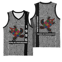 Indigenous Regions of Panama Guna de Madungandí Basketball Jersey with Colorful Turtle and Black White Geometric Pattern - Wonder Print Shop