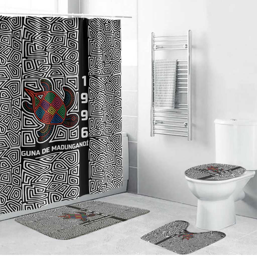 Indigenous Regions of Panama Guna de Madungandí Bathroom Set with Colorful Turtle and Black White Geometric Pattern - Wonder Print Shop
