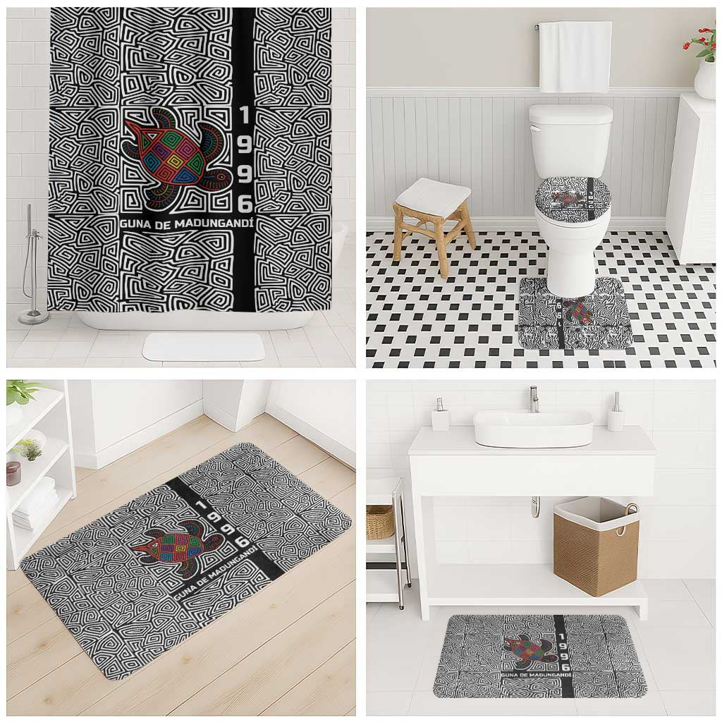 Indigenous Regions of Panama Guna de Madungandí Bathroom Set with Colorful Turtle and Black White Geometric Pattern - Wonder Print Shop