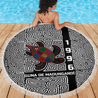 Indigenous Regions of Panama Guna de Madungandí Beach Blanket with Colorful Turtle and Black White Geometric Pattern - Wonder Print Shop