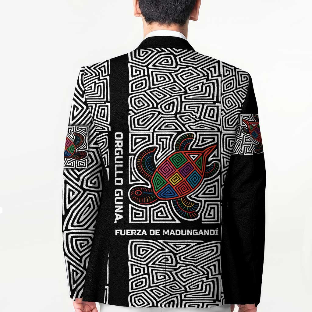 Indigenous Regions of Panama Guna de Madungandí Blazer with Colorful Turtle and Black White Geometric Pattern - Wonder Print Shop