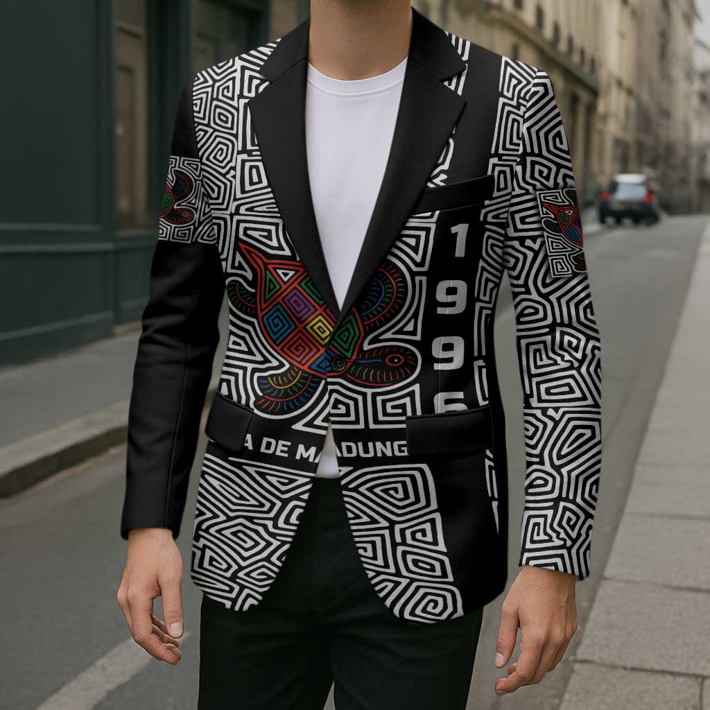 Indigenous Regions of Panama Guna de Madungandí Blazer with Colorful Turtle and Black White Geometric Pattern - Wonder Print Shop