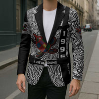 Indigenous Regions of Panama Guna de Madungandí Blazer with Colorful Turtle and Black White Geometric Pattern - Wonder Print Shop