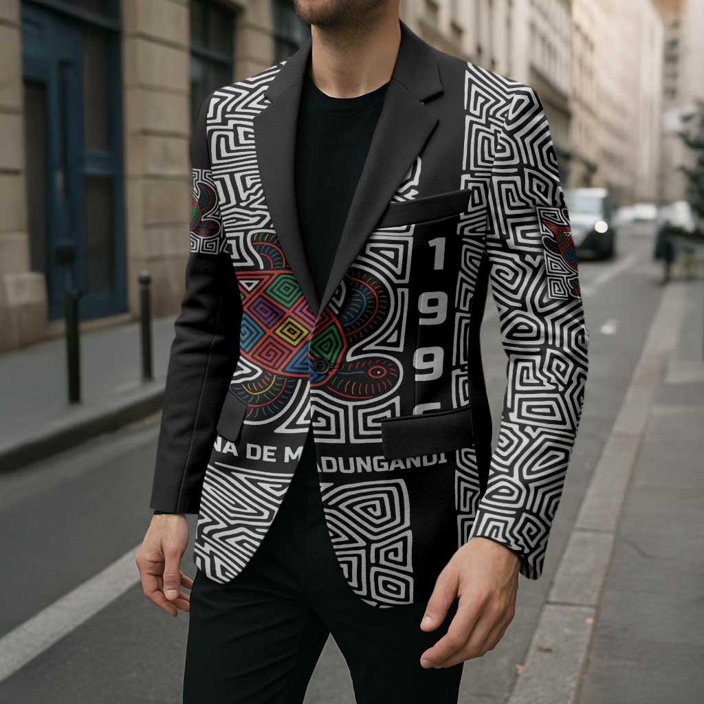 Indigenous Regions of Panama Guna de Madungandí Blazer with Colorful Turtle and Black White Geometric Pattern - Wonder Print Shop