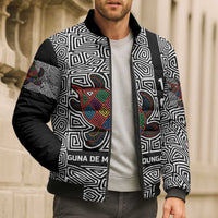 Indigenous Regions of Panama Guna de Madungandí Bomber Puffer Jacket with Colorful Turtle and Black White Geometric Pattern - Wonder Print Shop