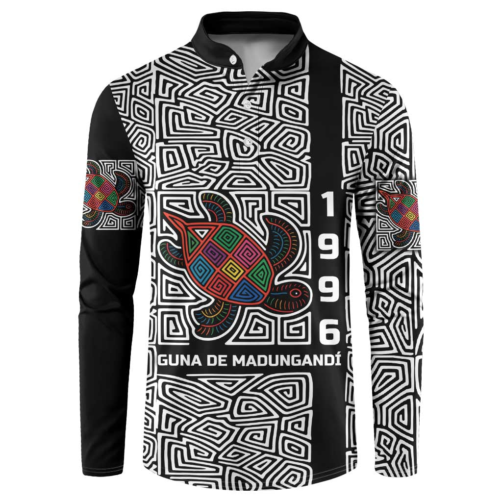 Indigenous Regions of Panama Guna de Madungandí Button Sweatshirt with Colorful Turtle and Black White Geometric Pattern - Wonder Print Shop