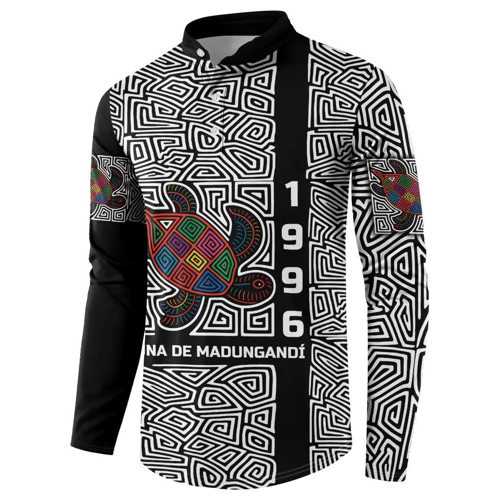 Indigenous Regions of Panama Guna de Madungandí Button Sweatshirt with Colorful Turtle and Black White Geometric Pattern - Wonder Print Shop