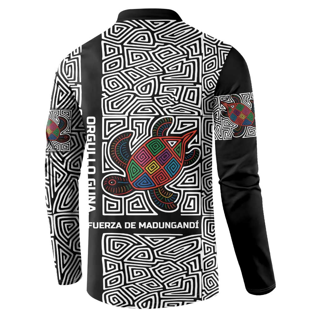 Indigenous Regions of Panama Guna de Madungandí Button Sweatshirt with Colorful Turtle and Black White Geometric Pattern - Wonder Print Shop