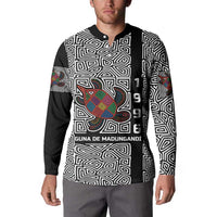 Indigenous Regions of Panama Guna de Madungandí Button Sweatshirt with Colorful Turtle and Black White Geometric Pattern - Wonder Print Shop