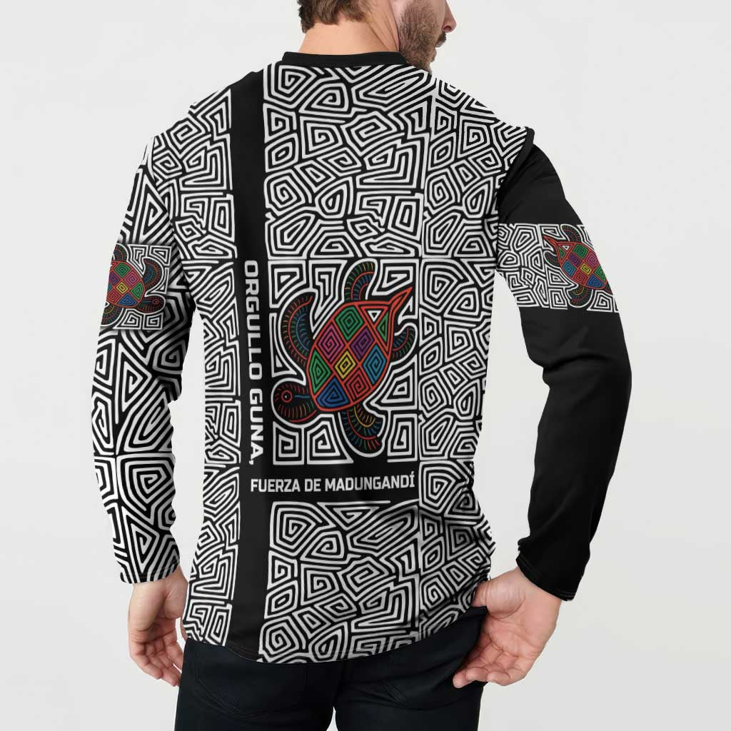 Indigenous Regions of Panama Guna de Madungandí Button Sweatshirt with Colorful Turtle and Black White Geometric Pattern - Wonder Print Shop