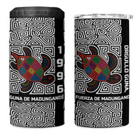 Indigenous Regions of Panama Guna de Madungandí 4 in 1 Can Cooler Tumbler with Colorful Turtle and Black White Geometric Pattern - Wonder Print Shop