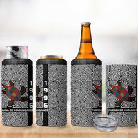 Indigenous Regions of Panama Guna de Madungandí 4 in 1 Can Cooler Tumbler with Colorful Turtle and Black White Geometric Pattern - Wonder Print Shop