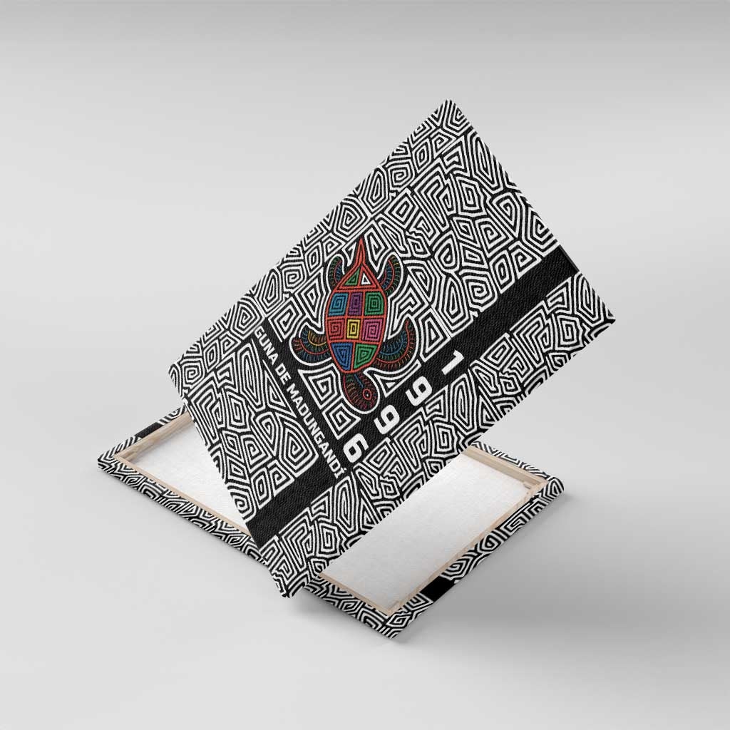 Indigenous Regions of Panama Guna de Madungandí Canvas Wall Art with Colorful Turtle and Black White Geometric Pattern - Wonder Print Shop