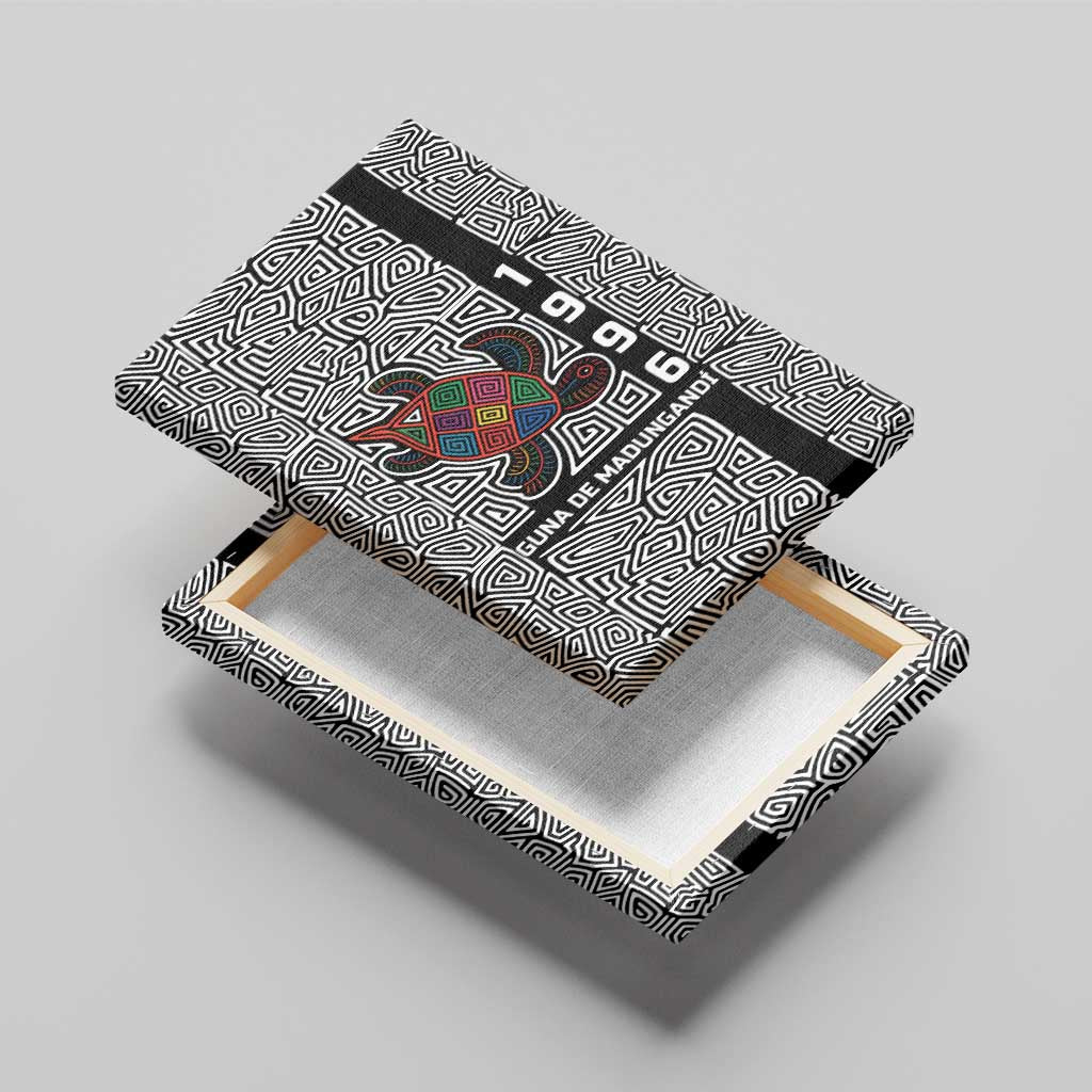 Indigenous Regions of Panama Guna de Madungandí Canvas Wall Art with Colorful Turtle and Black White Geometric Pattern - Wonder Print Shop