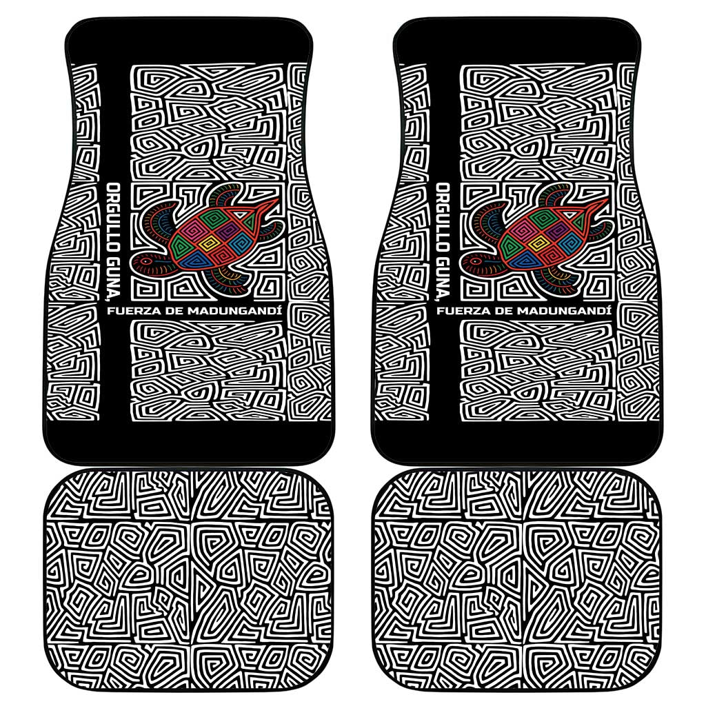 Indigenous Regions of Panama Guna de Madungandí Car Mats with Colorful Turtle and Black White Geometric Pattern - Wonder Print Shop