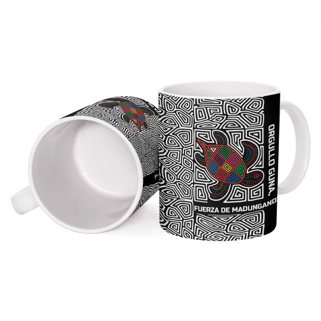 Indigenous Regions of Panama Guna de Madungandí Ceramic Mug with Colorful Turtle and Black White Geometric Pattern - Wonder Print Shop