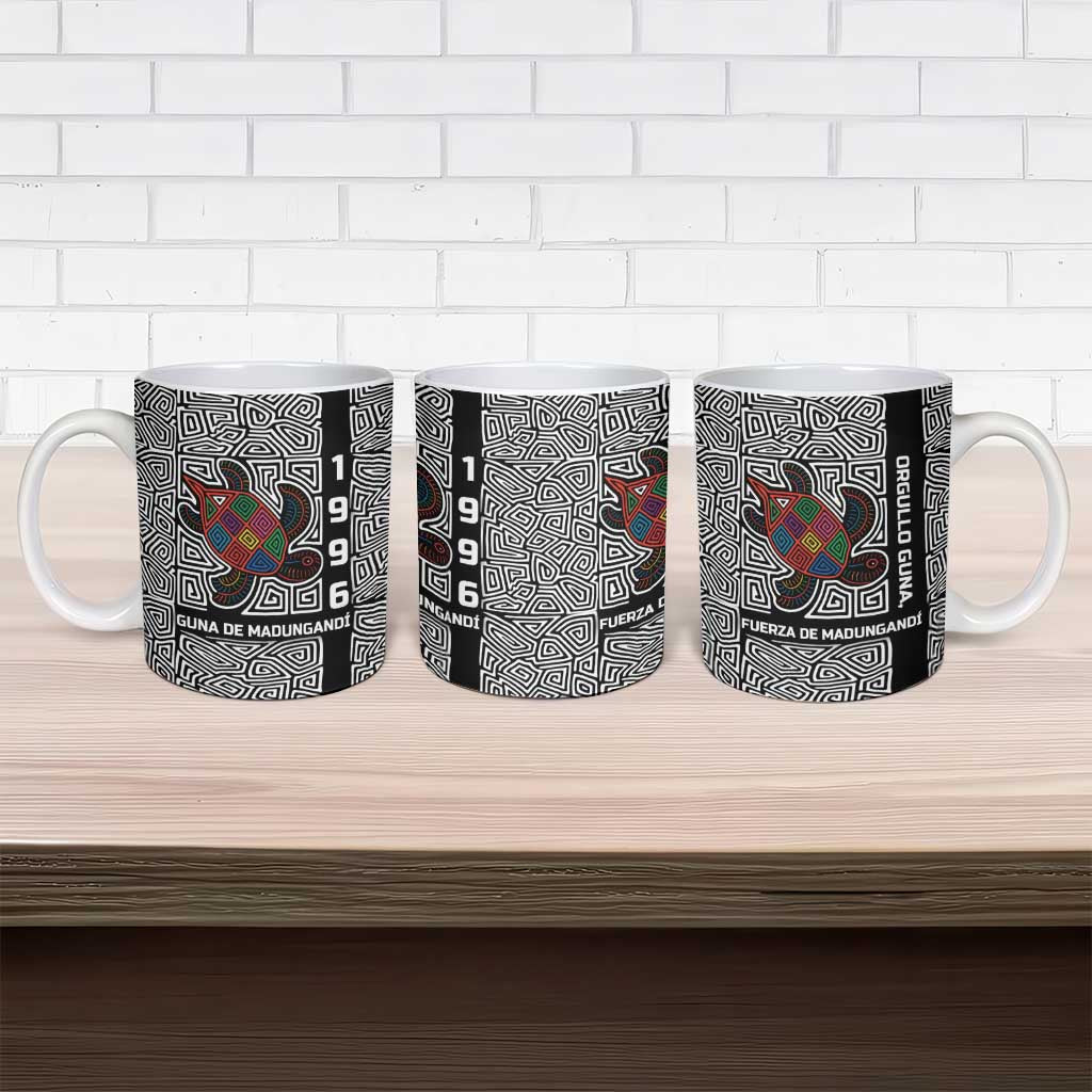 Indigenous Regions of Panama Guna de Madungandí Ceramic Mug with Colorful Turtle and Black White Geometric Pattern - Wonder Print Shop