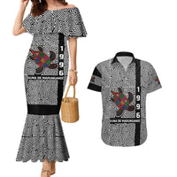 Indigenous Regions of Panama Guna de Madungandí Couples Matching Mermaid Dress and Hawaiian Shirt with Colorful Turtle and Black White Geometric Pattern - Wonder Print Shop