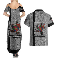 Indigenous Regions of Panama Guna de Madungandí Couples Matching Summer Maxi Dress and Hawaiian Shirt with Colorful Turtle and Black White Geometric Pattern - Wonder Print Shop
