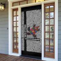 Indigenous Regions of Panama Guna de Madungandí Door Cover with Colorful Turtle and Black White Geometric Pattern - Wonder Print Shop