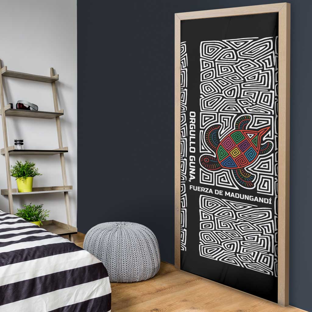 Indigenous Regions of Panama Guna de Madungandí Door Cover with Colorful Turtle and Black White Geometric Pattern - Wonder Print Shop
