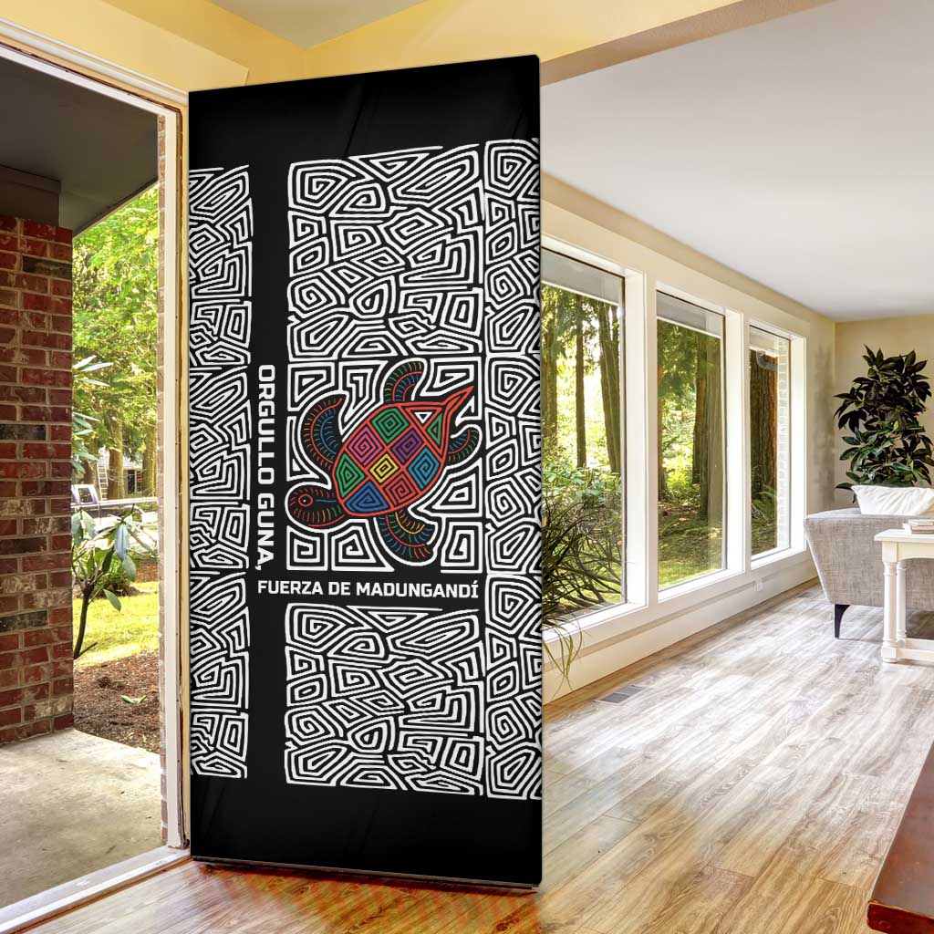Indigenous Regions of Panama Guna de Madungandí Door Cover with Colorful Turtle and Black White Geometric Pattern - Wonder Print Shop