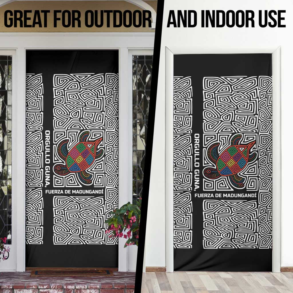 Indigenous Regions of Panama Guna de Madungandí Door Cover with Colorful Turtle and Black White Geometric Pattern - Wonder Print Shop