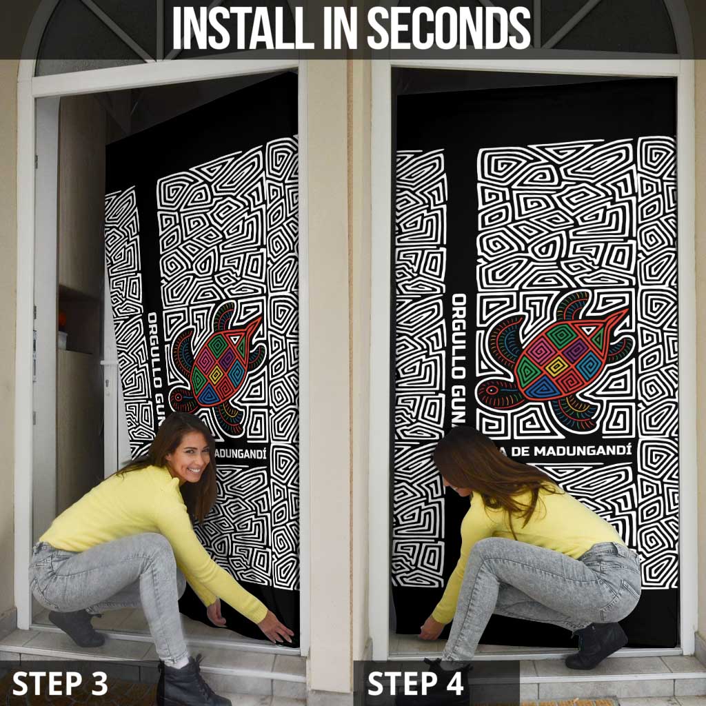 Indigenous Regions of Panama Guna de Madungandí Door Cover with Colorful Turtle and Black White Geometric Pattern - Wonder Print Shop