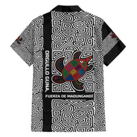 Indigenous Regions of Panama Guna de Madungandí Family Matching Long Sleeve Bodycon Dress and Hawaiian Shirt with Colorful Turtle and Black White Geometric Pattern - Wonder Print Shop