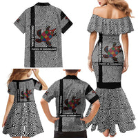 Indigenous Regions of Panama Guna de Madungandí Family Matching Mermaid Dress and Hawaiian Shirt with Colorful Turtle and Black White Geometric Pattern - Wonder Print Shop