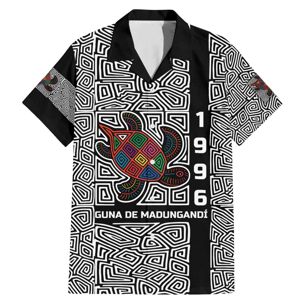 Indigenous Regions of Panama Guna de Madungandí Family Matching Mermaid Dress and Hawaiian Shirt with Colorful Turtle and Black White Geometric Pattern - Wonder Print Shop