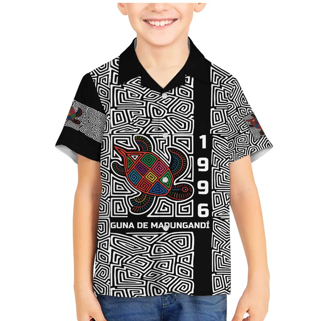 Indigenous Regions of Panama Guna de Madungandí Family Matching Mermaid Dress and Hawaiian Shirt with Colorful Turtle and Black White Geometric Pattern - Wonder Print Shop