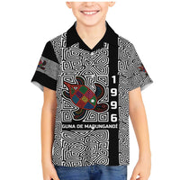 Indigenous Regions of Panama Guna de Madungandí Family Matching Mermaid Dress and Hawaiian Shirt with Colorful Turtle and Black White Geometric Pattern - Wonder Print Shop