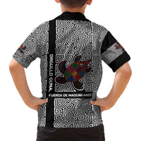Indigenous Regions of Panama Guna de Madungandí Family Matching Off The Shoulder Long Sleeve Dress and Hawaiian Shirt with Colorful Turtle and Black White Geometric Pattern - Wonder Print Shop