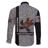 Indigenous Regions of Panama Guna de Madungandí Family Matching Off The Shoulder Long Sleeve Dress and Hawaiian Shirt with Colorful Turtle and Black White Geometric Pattern - Wonder Print Shop