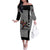 Indigenous Regions of Panama Guna de Madungandí Family Matching Off The Shoulder Long Sleeve Dress and Hawaiian Shirt with Colorful Turtle and Black White Geometric Pattern - Wonder Print Shop
