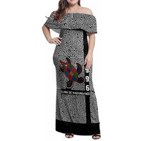 Indigenous Regions of Panama Guna de Madungandí Family Matching Off Shoulder Maxi Dress and Hawaiian Shirt with Colorful Turtle and Black White Geometric Pattern - Wonder Print Shop