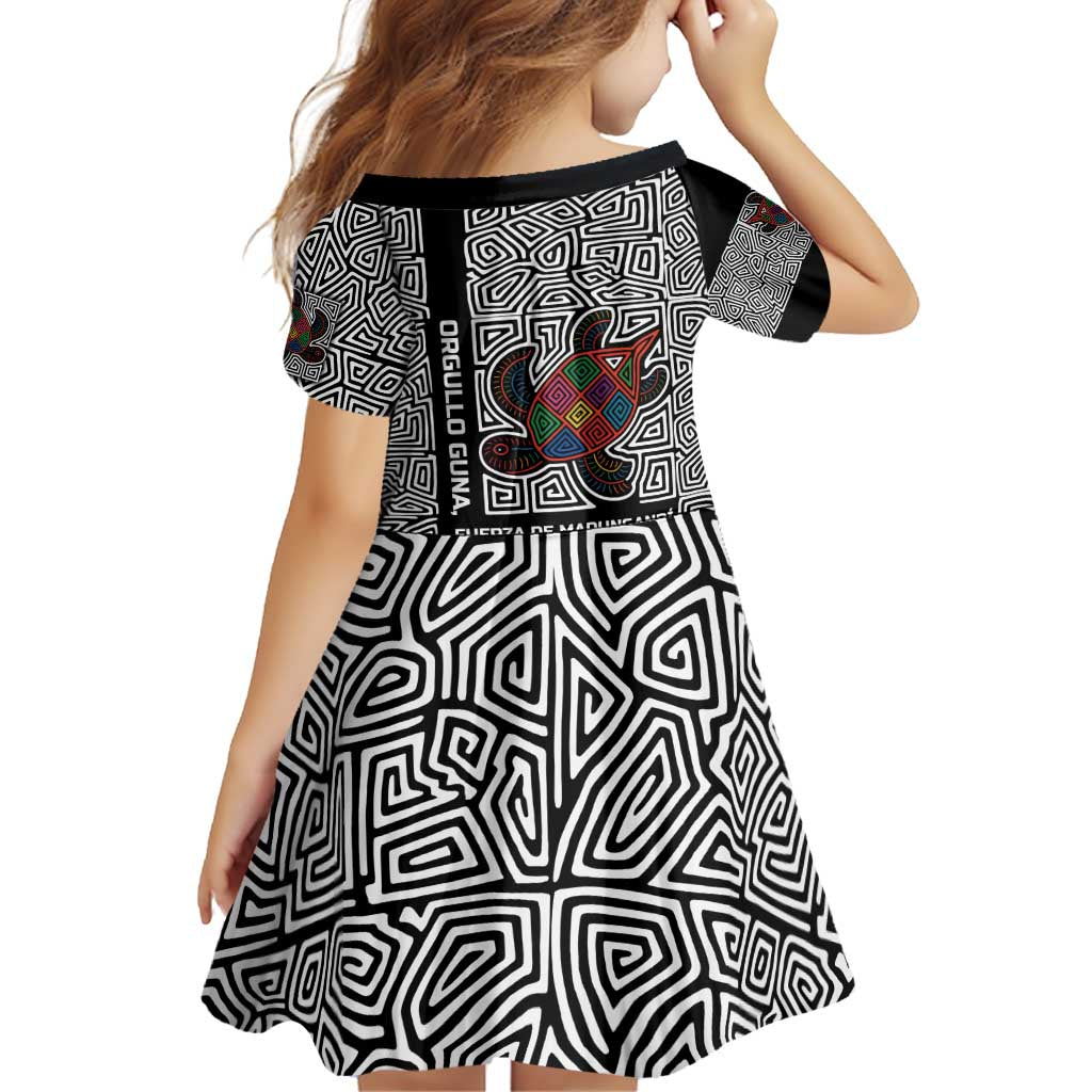 Indigenous Regions of Panama Guna de Madungandí Family Matching Off Shoulder Short Dress and Hawaiian Shirt with Colorful Turtle and Black White Geometric Pattern - Wonder Print Shop
