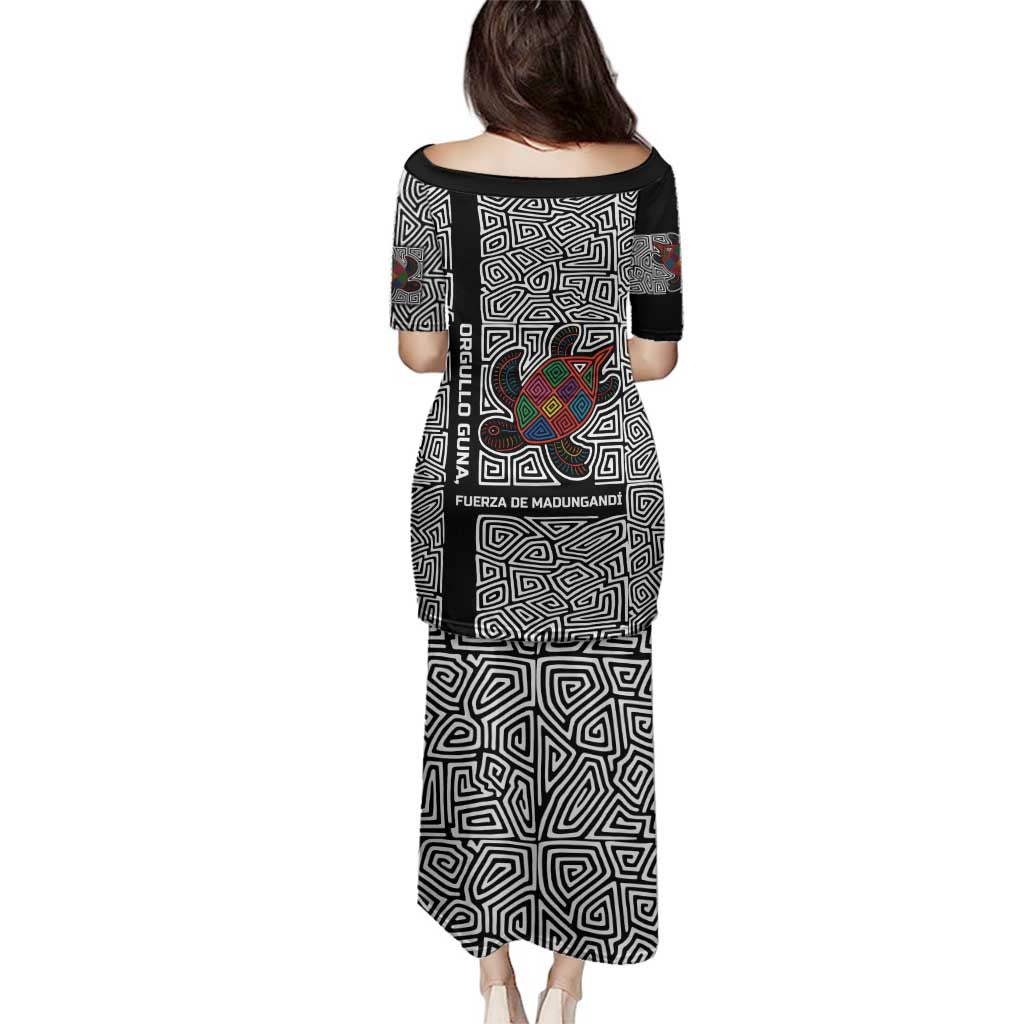 Indigenous Regions of Panama Guna de Madungandí Family Matching Puletasi and Hawaiian Shirt with Colorful Turtle and Black White Geometric Pattern - Wonder Print Shop