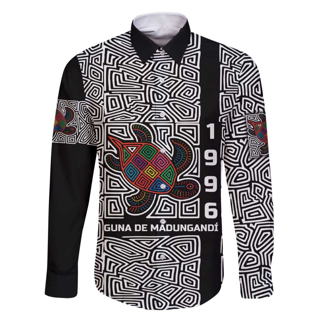 Indigenous Regions of Panama Guna de Madungandí Family Matching Short Sleeve Bodycon Dress and Hawaiian Shirt with Colorful Turtle and Black White Geometric Pattern - Wonder Print Shop
