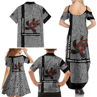 Indigenous Regions of Panama Guna de Madungandí Family Matching Summer Maxi Dress and Hawaiian Shirt with Colorful Turtle and Black White Geometric Pattern - Wonder Print Shop