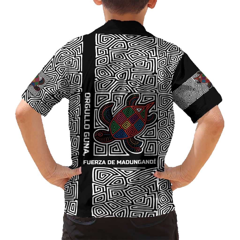 Indigenous Regions of Panama Guna de Madungandí Family Matching Tank Maxi Dress and Hawaiian Shirt with Colorful Turtle and Black White Geometric Pattern - Wonder Print Shop