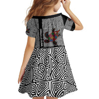 Indigenous Regions of Panama Guna de Madungandí Family Matching Tank Maxi Dress and Hawaiian Shirt with Colorful Turtle and Black White Geometric Pattern - Wonder Print Shop